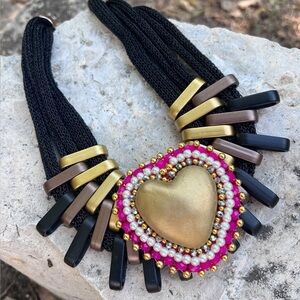 Gold Heart Statement Necklace